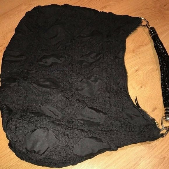Stuart WeitzmanBlack Quilted Fabric Hobo Bag - Picture 8 of 16